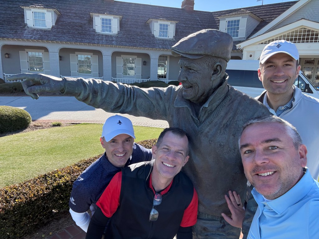 Pete Dye statue in front of the Ocean Course